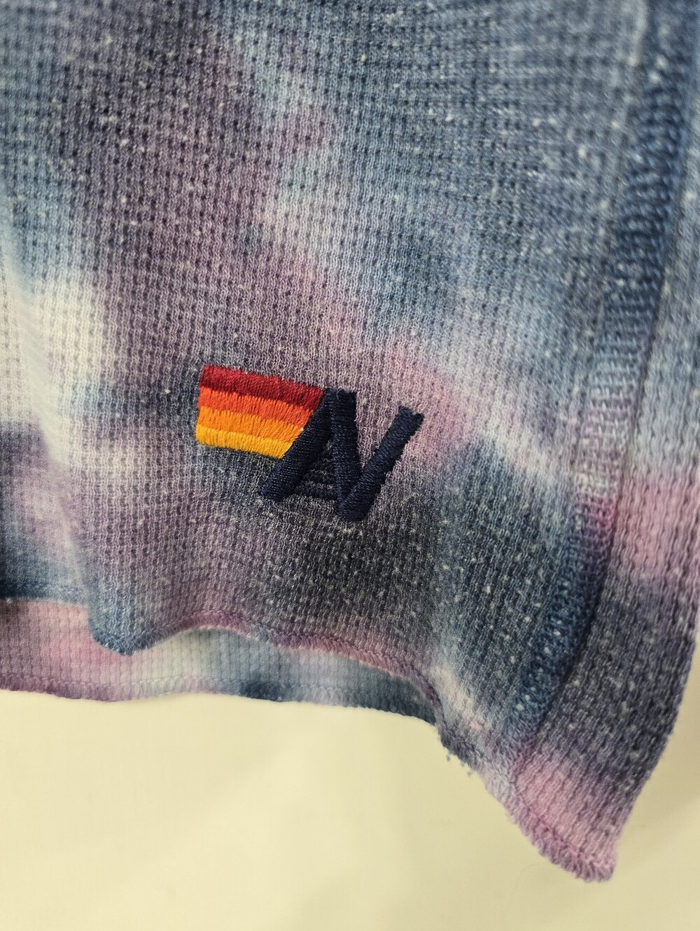 Aviator Nation Hand Dyed Unisex Tie Dye Thermal Long Sleeve Waffle Knit Shirt XS - Picture 7 of 13